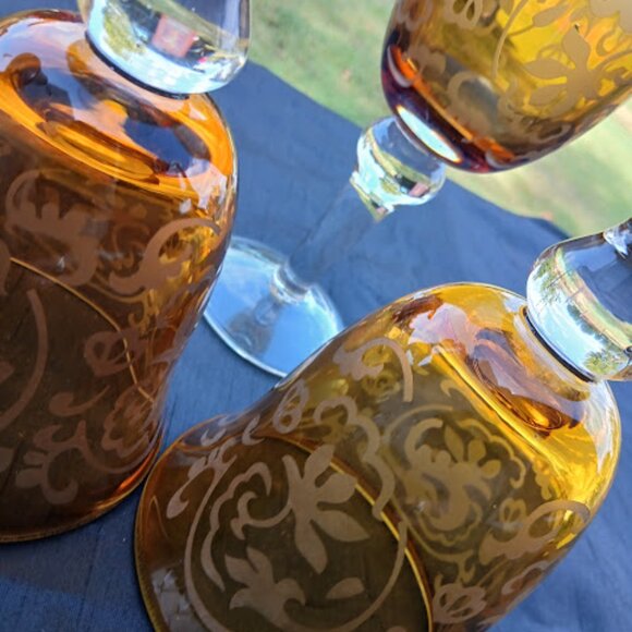 amber goblet glasses - Picture 2 of 2